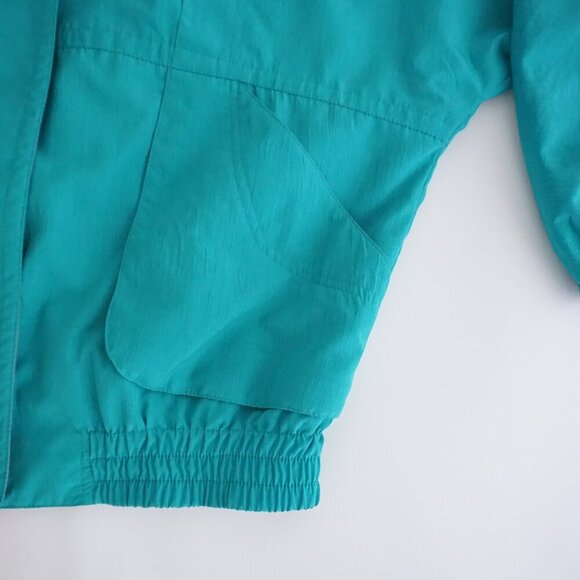 Vintage 80S Cyclone Neon Teal w Purple Trim Zip Up Lightweight Bomber Jacket M - Picture 6 of 10